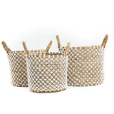 Panier Broderie Macramé - Naturel Blanc - L