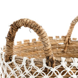 Panier Broderie Macramé - Naturel Blanc - L