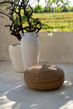 Pouf rond en jacinthe tressée - Assise en fibre naturel ou table basse