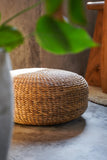 Pouf rond en jacinthe tressée - Assise en fibre naturel ou table basse