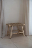 Tabouret en bois et osier - Assise en fibres naturelles 60 cm