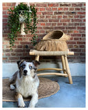 Tabouret en bois et osier - Assise en fibres naturelles 60 cm