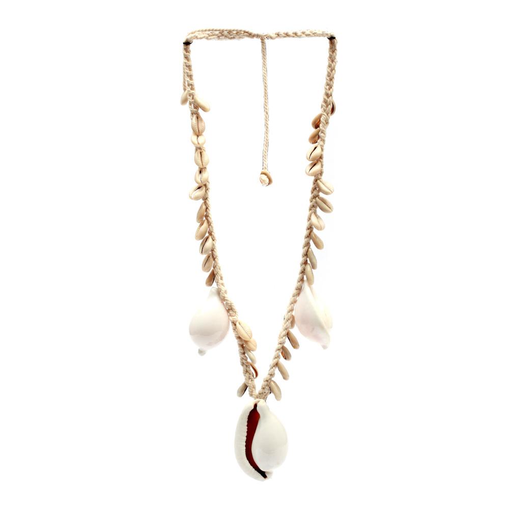 Collier The Big White Cowrie Shell - Blanc