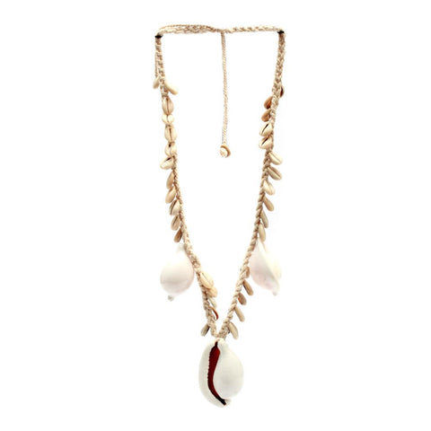 Collier The Big White Cowrie Shell - Blanc