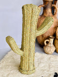 Cactus tressés en osier, cactus en paille, deco bohème, cactus feuille de palmier