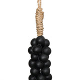 Les perles en bois avec décoration à suspendre en coton - Noir