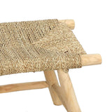 Tabouret en bois et osier - Assise en fibres naturelles 60 cm